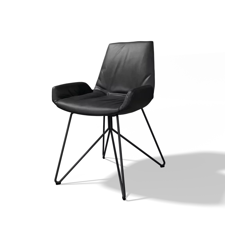 leather upholstered chair with wire frame lui plus dining chair in leather with wire frame in matt black