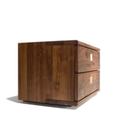 bedside cabinet in solid walnut, side view bedside cabinet nox in solid walnut, side view