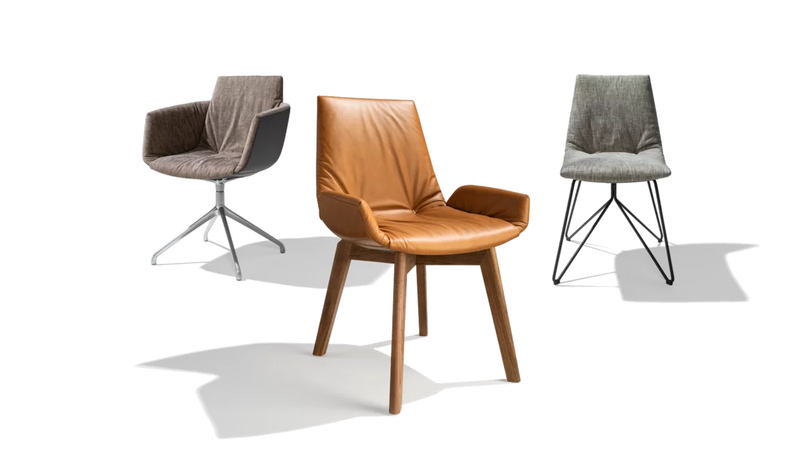 lui dining table chairs in various designs lui chair family in leather or fabric with wooden, swivel or wire frame