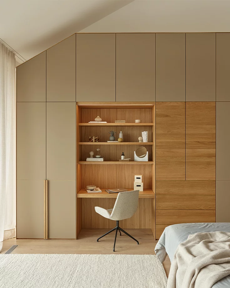 hinged door wardrobe with intermediate unit dressing table and the lui plus chair lunetto hinged door wardrobe with intermediate element dressing table in oak matching the lui plus chair with swivel base in matt black