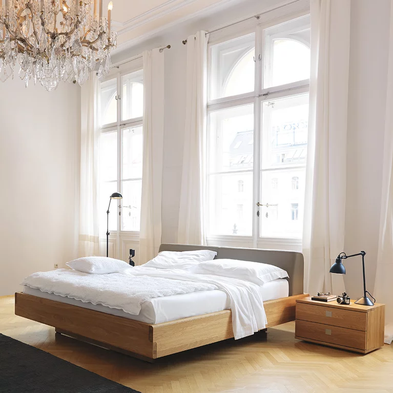 nox bedside cabinet made of natural wood with the nox bed nox bedside table in natural oak to match the nox bed with leather headboard