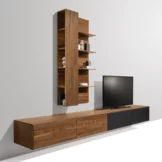 hängende Wohnwand filigno in Nussbaum Vollholz filigno Wohnwand hängend in Nussbaum Vollholz