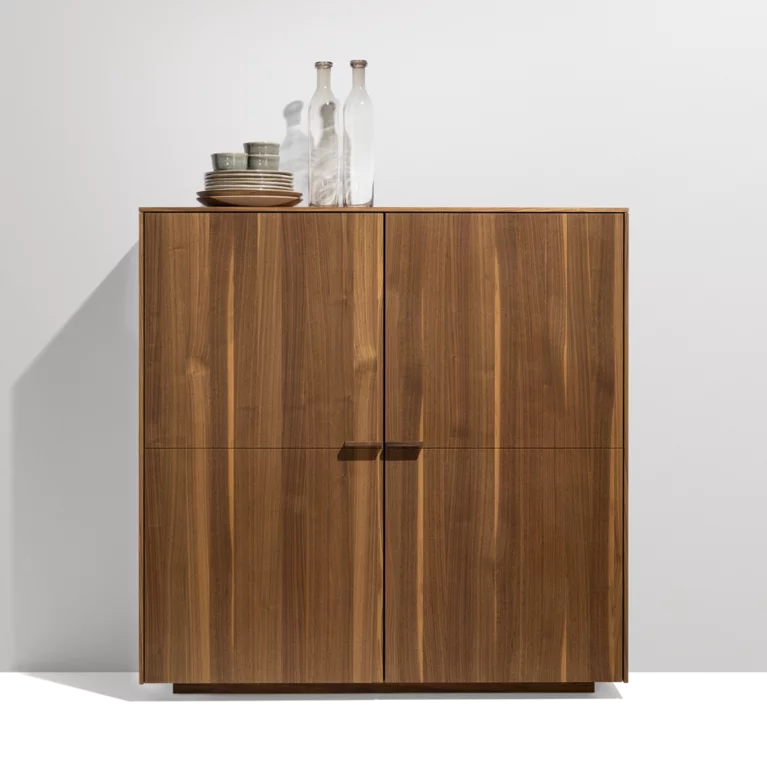 walnut highboard with wooden handles minimalist filigno highboard, made entirely of solid walnut with wooden handles