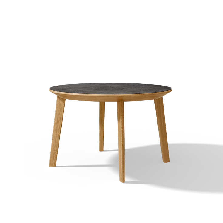 round dining table in oak with ceramic table top miró round dining table in oak with ceramic table top in iron grey