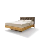 oak bed with leather headboard float bed in solid oak with leather headboard