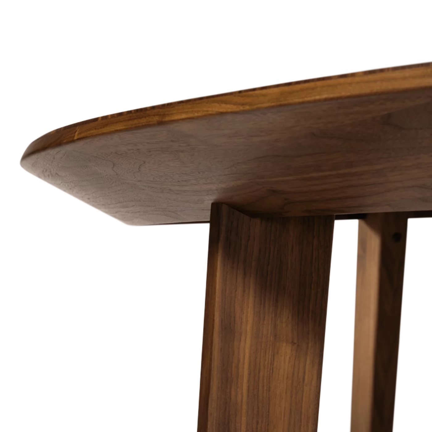 round dining table extendable in walnut, detailed view extendable, round miró dining table in walnut wood, detailed view