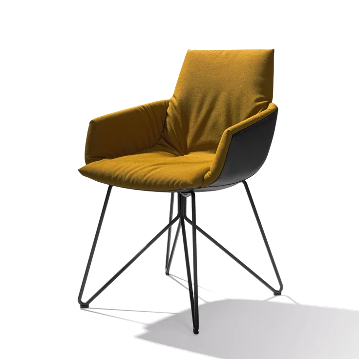 chaise rembourrée moderne avec accoudoirs et structure métallique chaise moderne rembourrée avec accoudoirs lui léger avec structure en fil métallique en noir mat