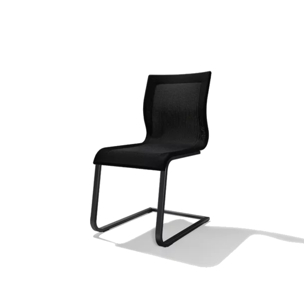 confortevole sedia a sbalzo in stricktex con struttura di base nera opaca