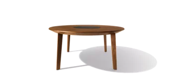 round extendable table in walnut with turntable extendable, round miró wooden dining table in walnut with integrated turntable