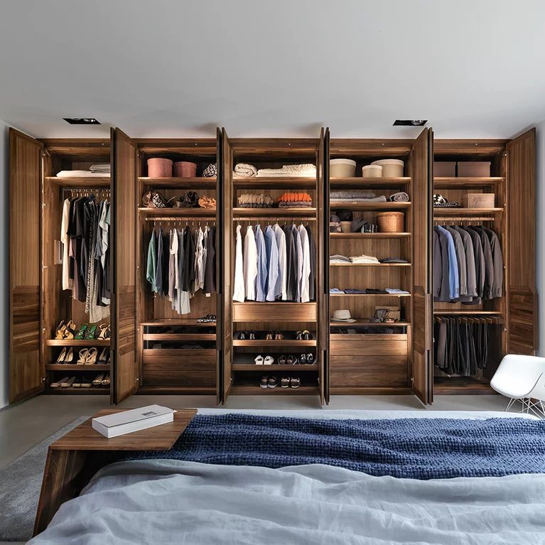 hinge-door wardrobe made of solid wood with great interior variety hinge-door wardrobe valore in solid walnut with great interior design variety