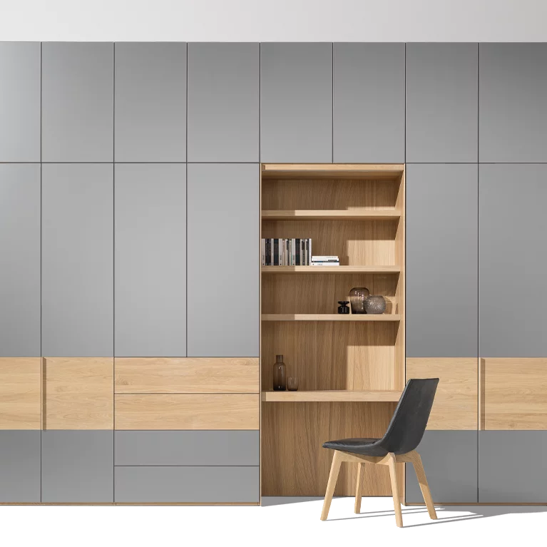 hinge door wardrobe with intermediate element dressing table and the lui plus chair made of solid wood valore hinge door wardrobe with coloured glass fronts and intermediate unit dressing table matching the lui plus chair with wooden frame in oak white oil
