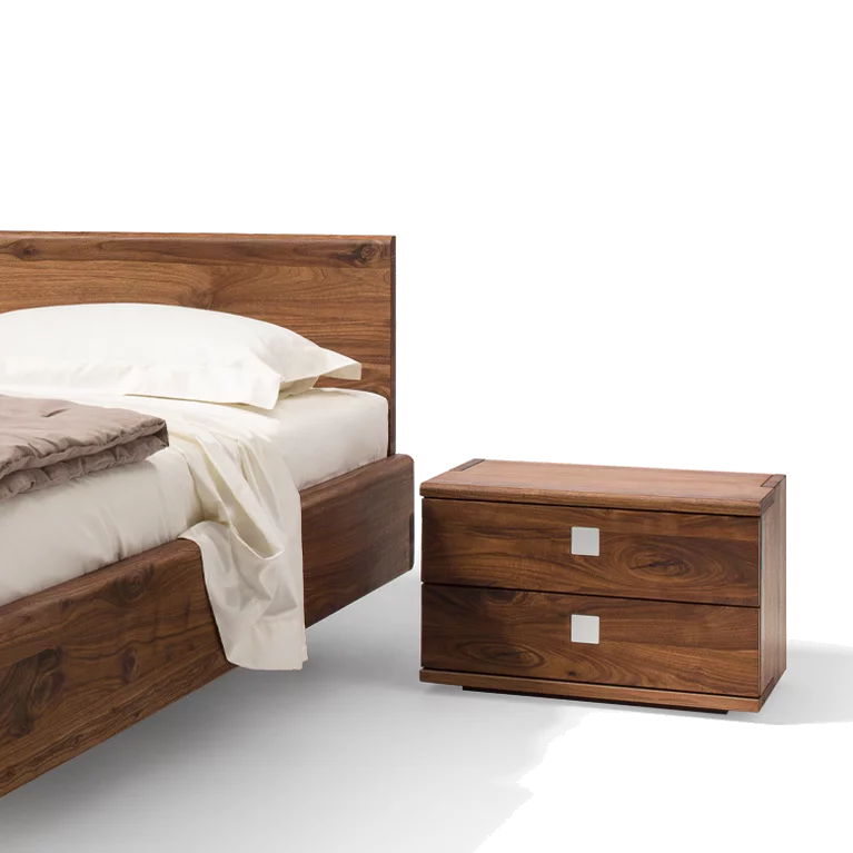 bedside table in walnut with the elegant nox solid wood bed nox bedside table in walnut with the elegant nox solid wood bed