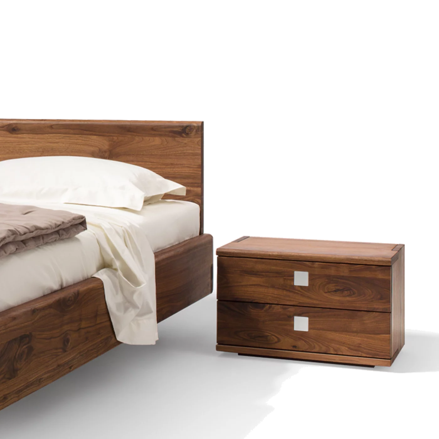 bedside table in walnut with the elegant nox solid wood bed nox bedside table in walnut with the elegant nox solid wood bed