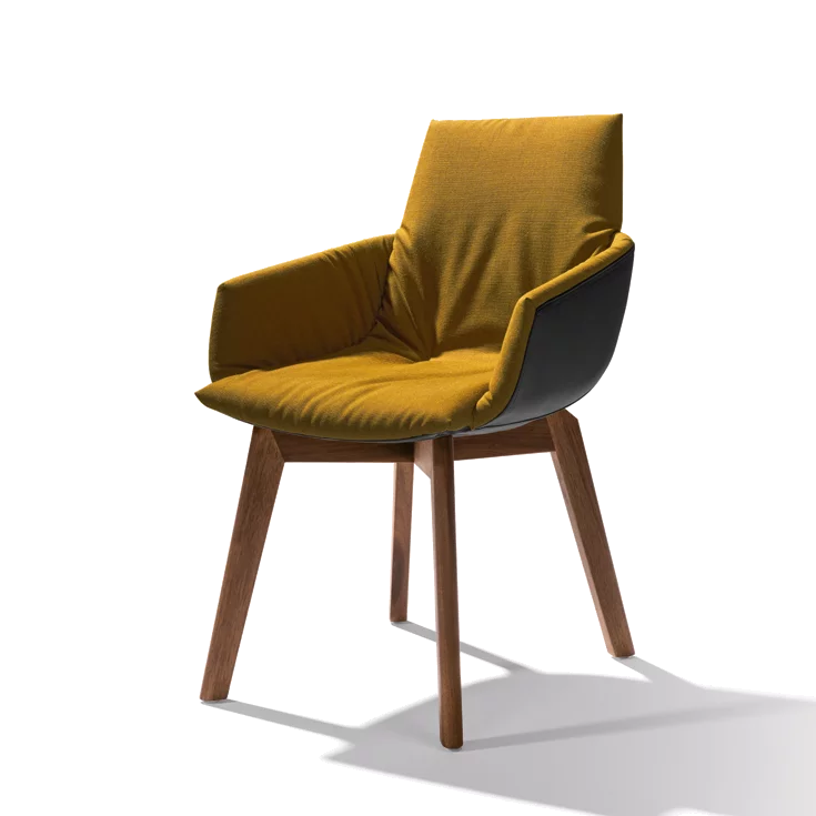 comfortable dining chair with wooden frame and armrests upholstered dining chair lui léger with fabric cover and wooden frame in walnut