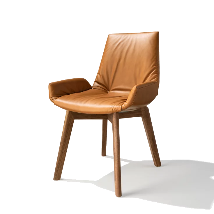 upholstered chair with leather seat shell and wooden frame upholstered leather chair lui plus with wooden frame in walnut