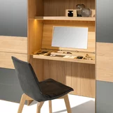 intermediate element wooden dressing table with the lui chair Intermediate element dressing table in solid oak with the comfortable lui chair with wooden frame