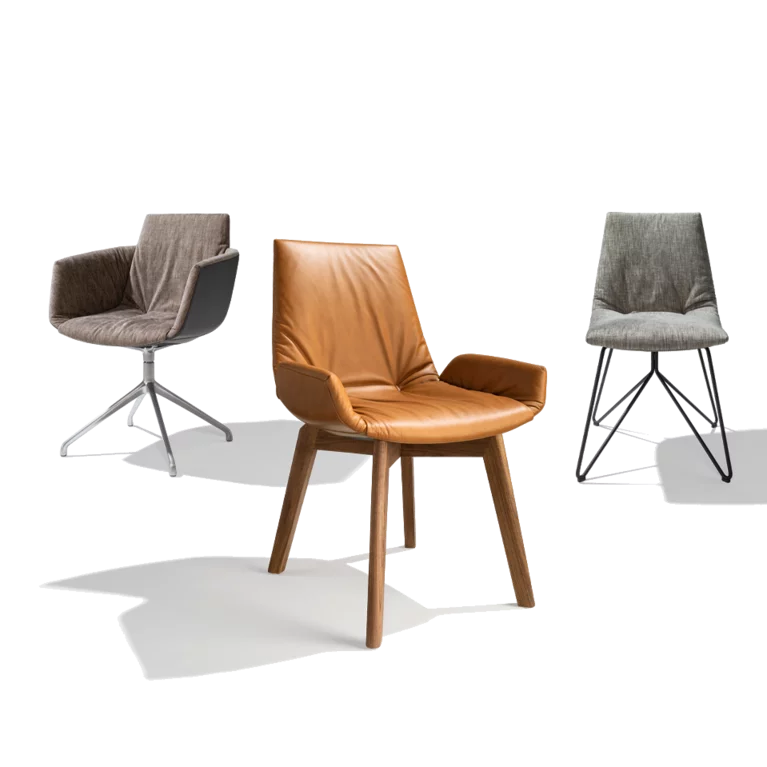 lui dining table chairs in various designs lui chair family with leather or fabric and wood, swivel or wire frame