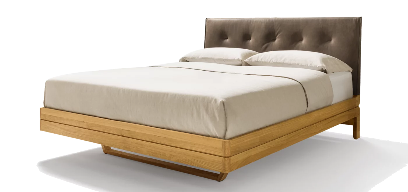 oak bed with leather headboard float bed in solid oak with leather headboard
