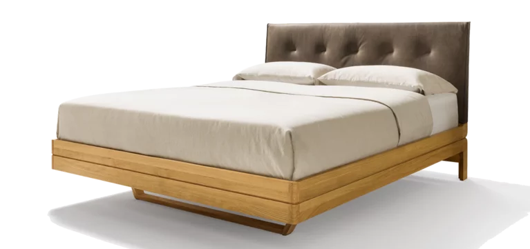 oak bed with leather headboard float bed in solid oak with leather headboard
