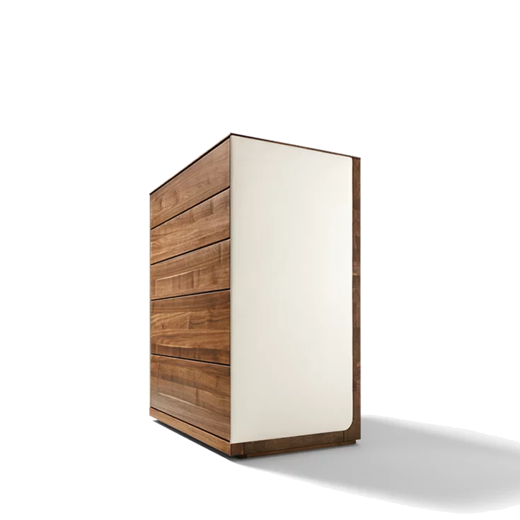 riletto Beimöbel aus Naturholz mit Leder riletto Beimöbel in Nussbaum mit Lederseitenteil