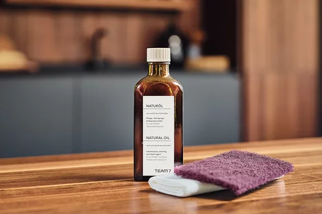 Care oils for cleaning and caring for natural wood furniture from TEAM 7