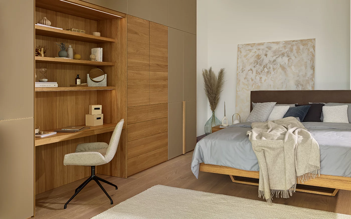 solid wood bed with leather headboard to match the hinged door wardrobe float solid oak bed with leather headboard matching the oak hinged door wardrobe with coloured glass