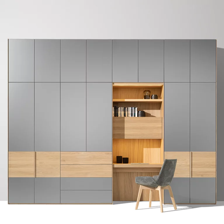 elegant wooden hinge-door wardrobe with coloured glass fronts and lui plus chair elegant valore hinge-door wardrobe in oak white oil with coloured glass fronts and the lui plus chair