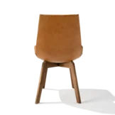 upholstered chair with wooden frame in walnut, back view upholstered chair lui plus with wooden frame in walnut, back view